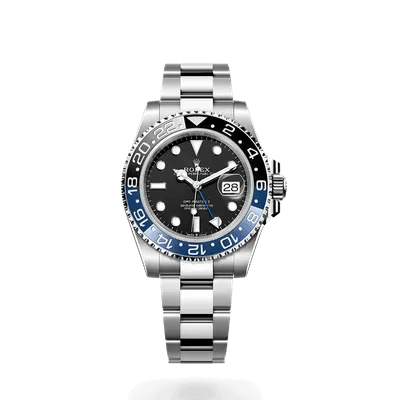 Uhr Rolex GMT-Master II da Velum Times com Zifferblatt schwarz, Armband de aço inox e luneta rotativa.